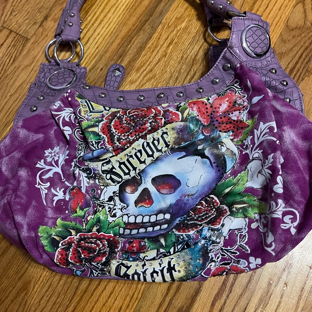 Ed Hardy zippered Hobo bag